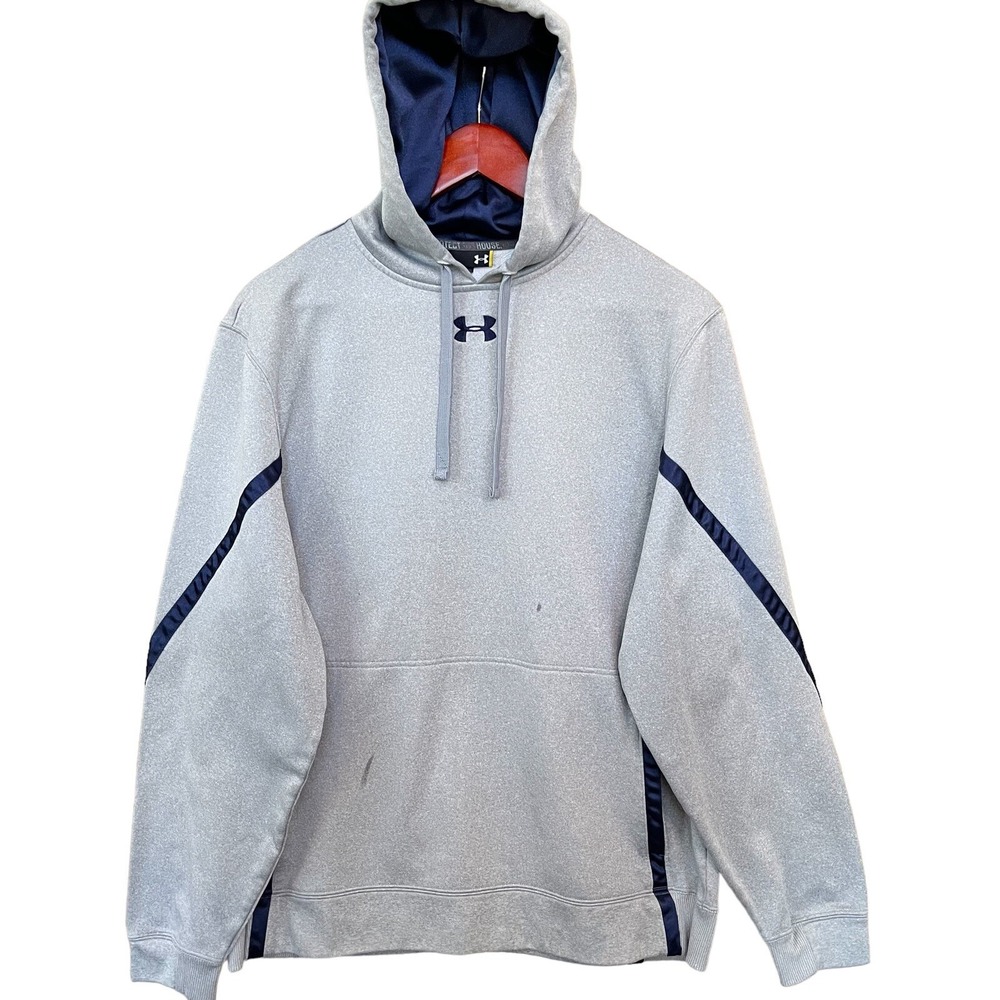 Under Armour Hoodie Adult Medium Gray Blue Loose Fit Workout Gym Sweatshirt